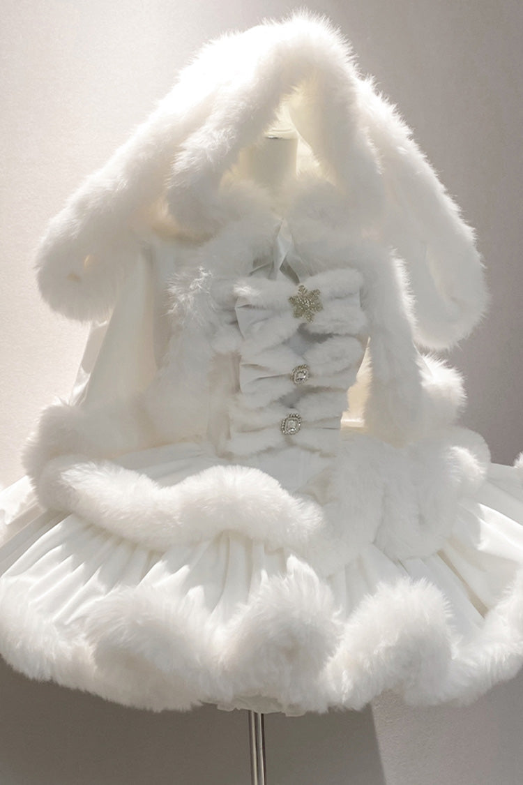 Ivory Double-Layered Bow Princess Strapless Dress