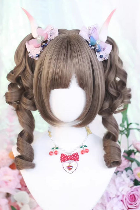 Sweet Lolita Wig Set with Roman Ringlet and Twin Pigtails