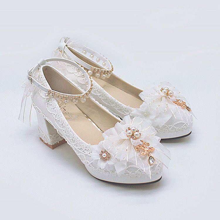 Ribbon Lace Girly Lolita High-Heels - 6 Shades