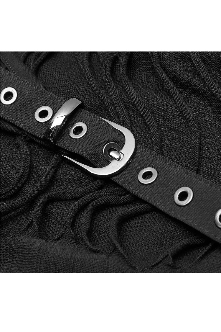 Metal Eyelets Strap Irregular Knit Plus Size Punk Sling Dress