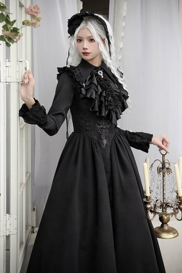 Black Cross Snake Print Embroidery Gothic Lolita Strap Dress