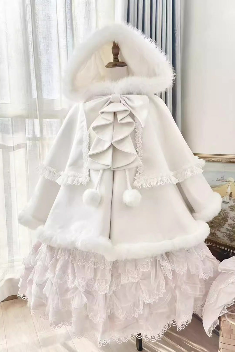 Ruffled Bow Hooded Lolita Cape Coat
