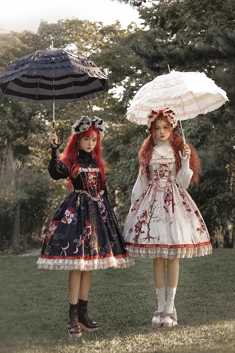Cat Traveler Print Ruffle Vintage Elegant Sweet Lolita Jsk Dress