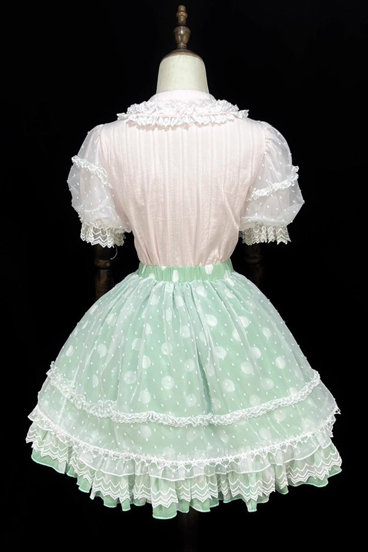 Printed Ruffled Bow Sweet Lolita Skirt