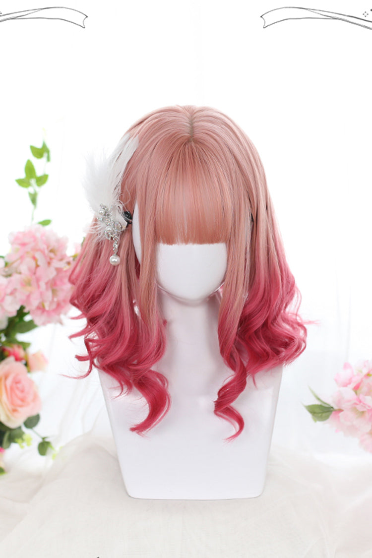 Blush Curly Short Wig with Gradient Effect