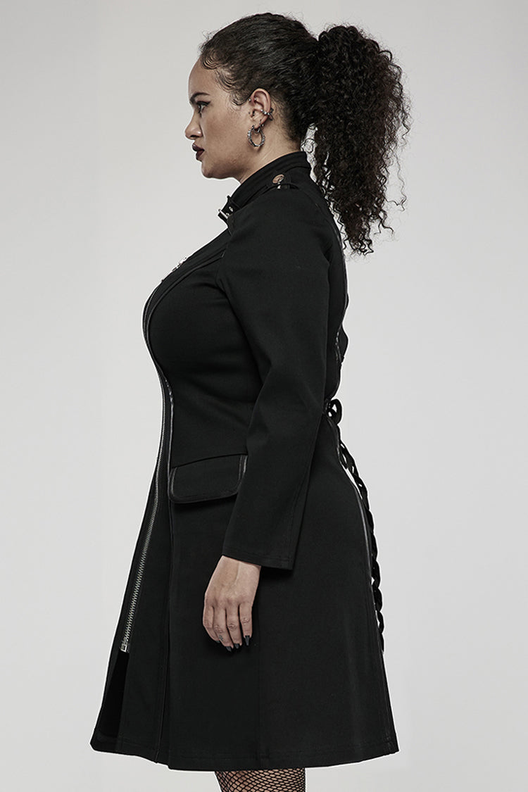 Stitched Knit Glued Fabric Slim Pocket Zipper Punk Dress