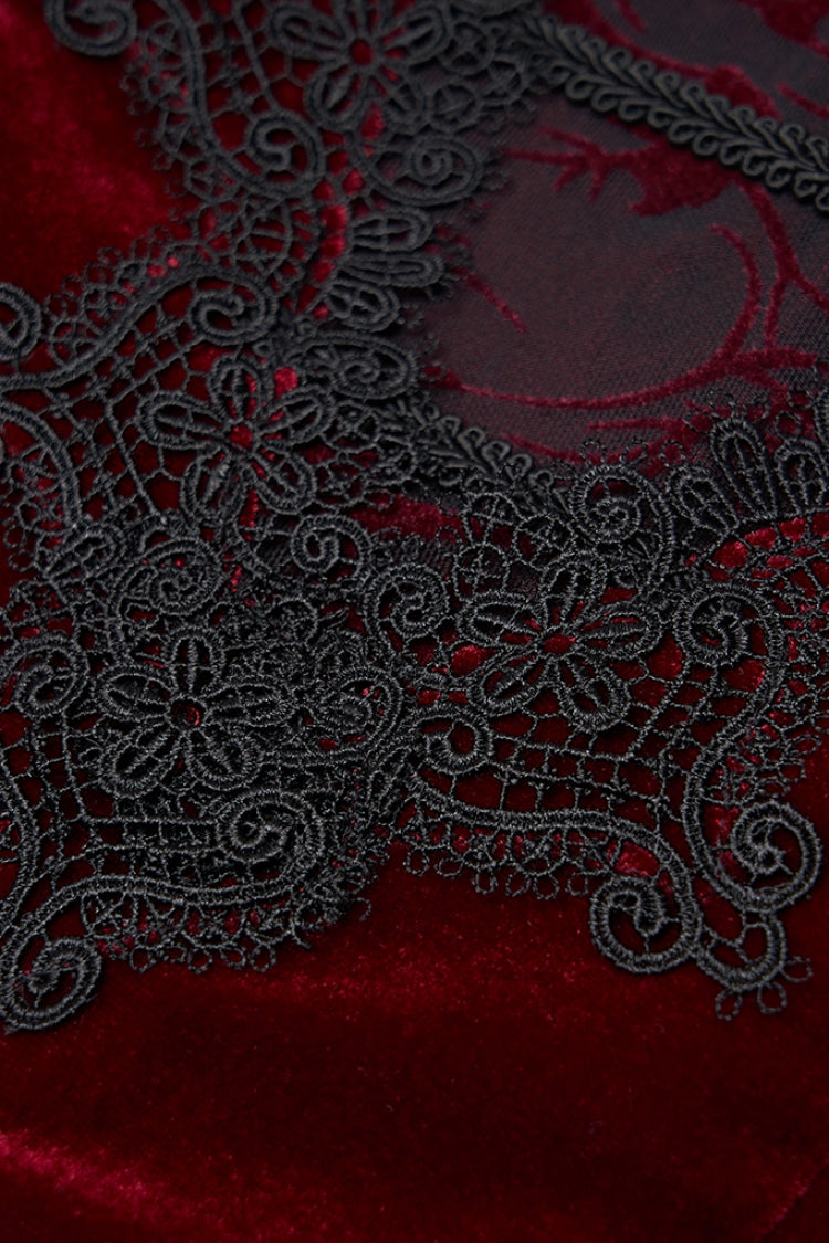 Sleeveless Lace-Up Mesh Stitching Gothic Dress