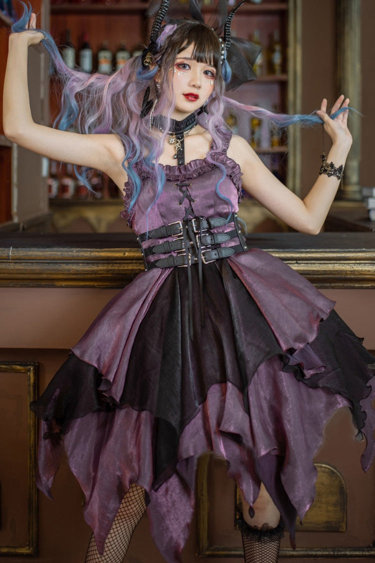Purple Lust Multi-Layered Asymmetric JSK Gothic Lolita Dress