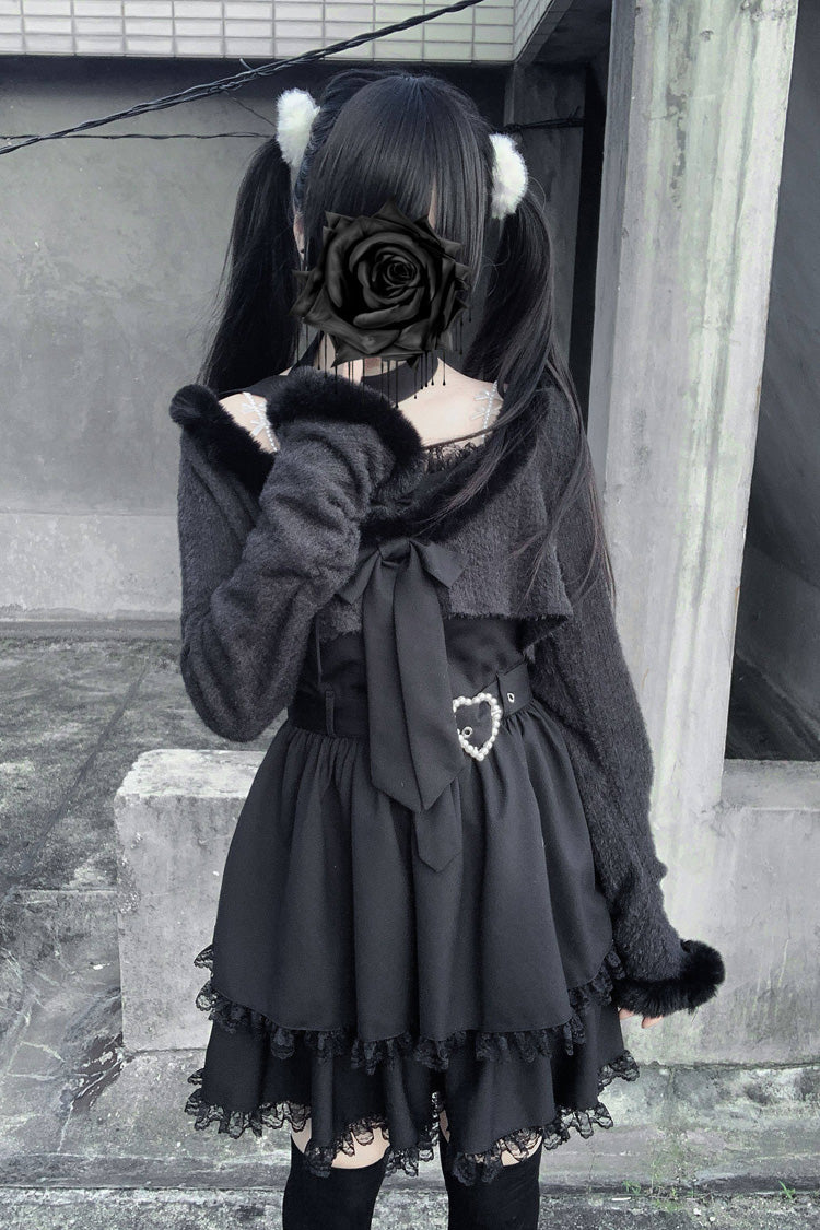 Printed Lace Long-Sleeve Jirai Kei Dress Set - Stardust Oath