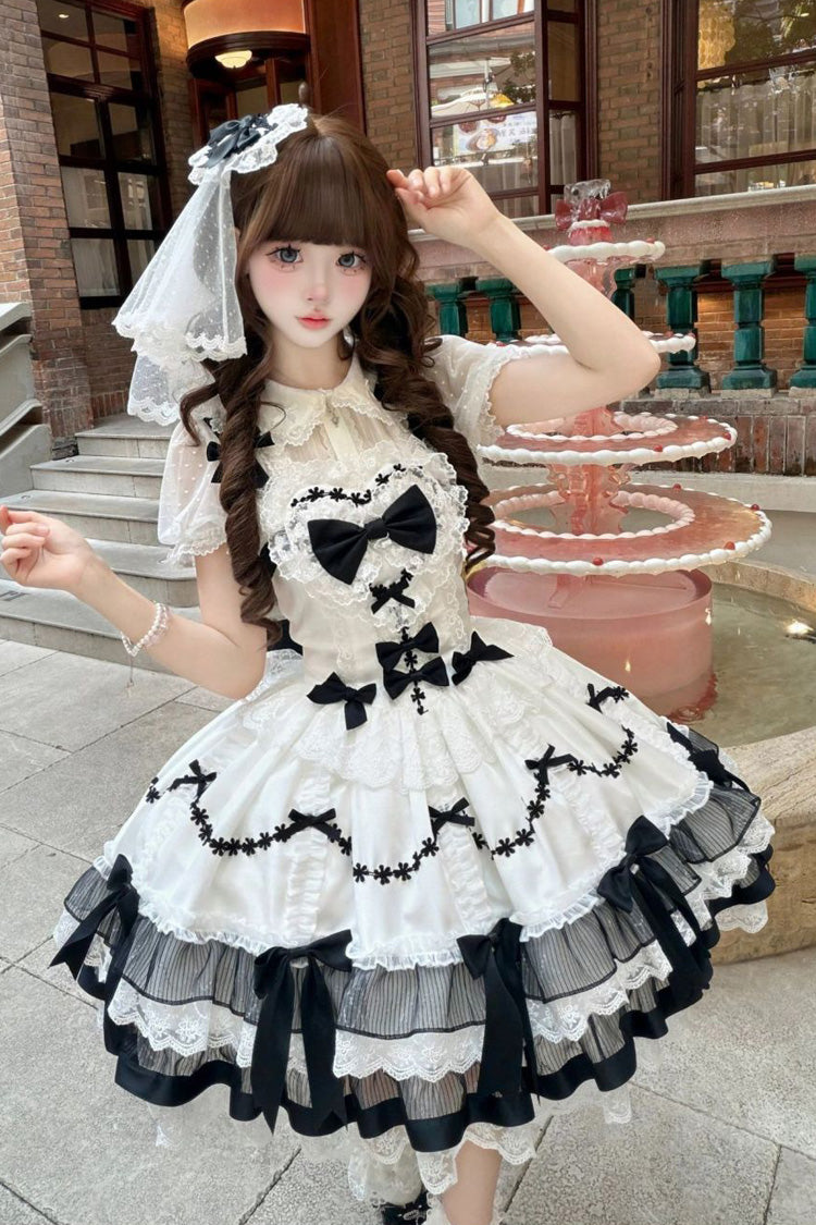 Scarlet Heart Cocoa Sleeveless Triple-Layered Ruffle Bow Lace JSK