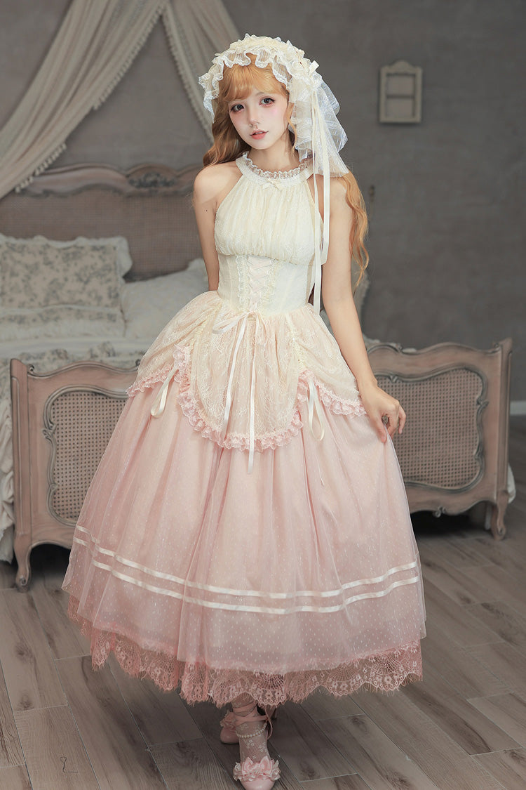 Halterneck Sleeveless Printed Lace Corset Lolita JSK Set