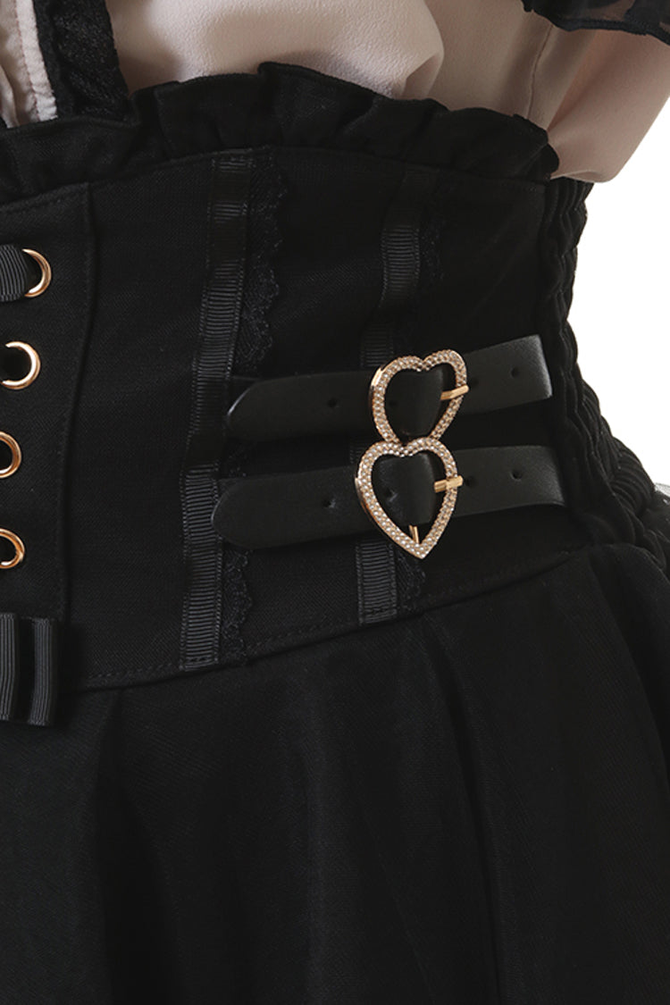 High Waist Mesh Buckle Skirt - Jirai Kei Fashion