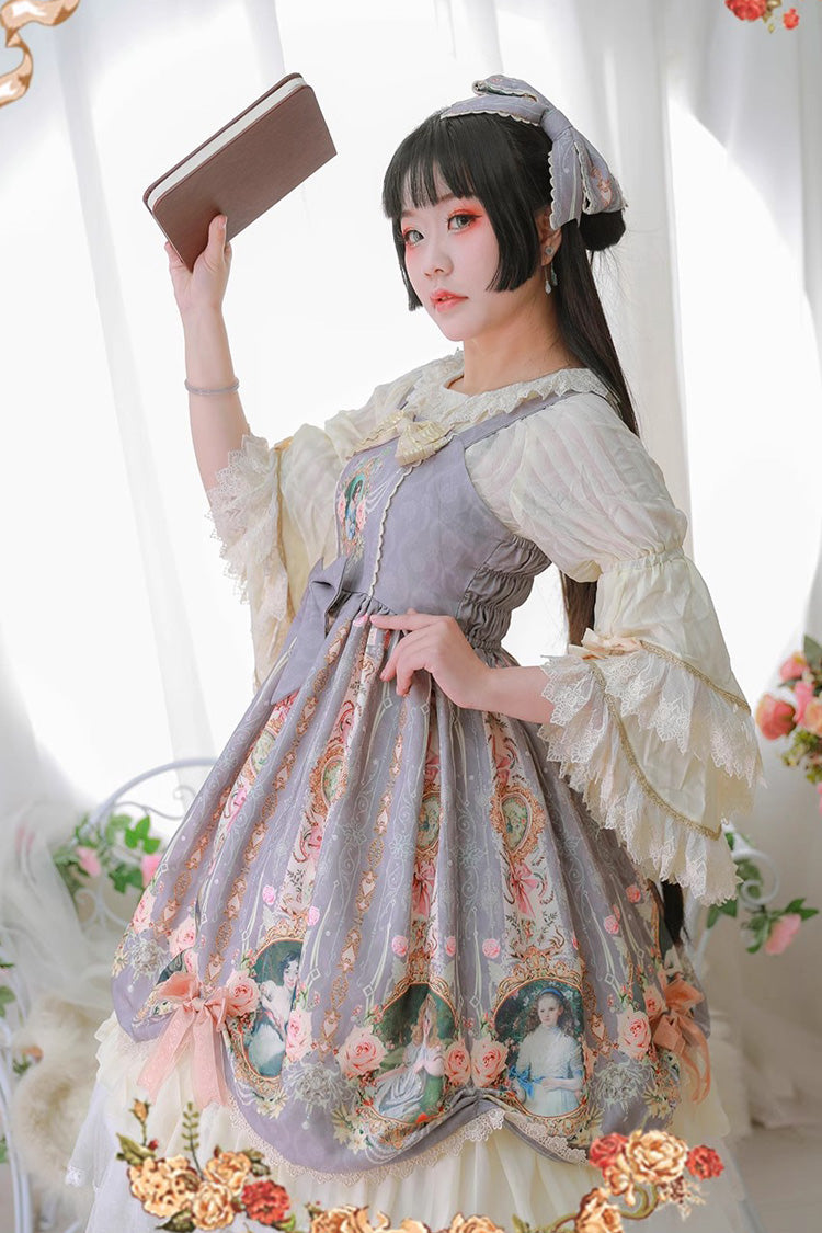Portrait of A Little Lady Classic Vintage Lolita JSK with Ruffle Bowknot