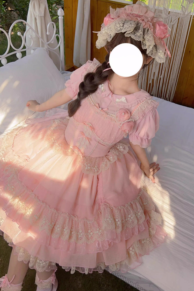 Pink Layered Ruffle Tea Party Jsk Dress - Sweet Lolita