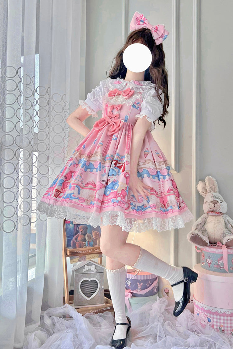 Pink Doll-Themed JSK with Ruffle and Bowknot