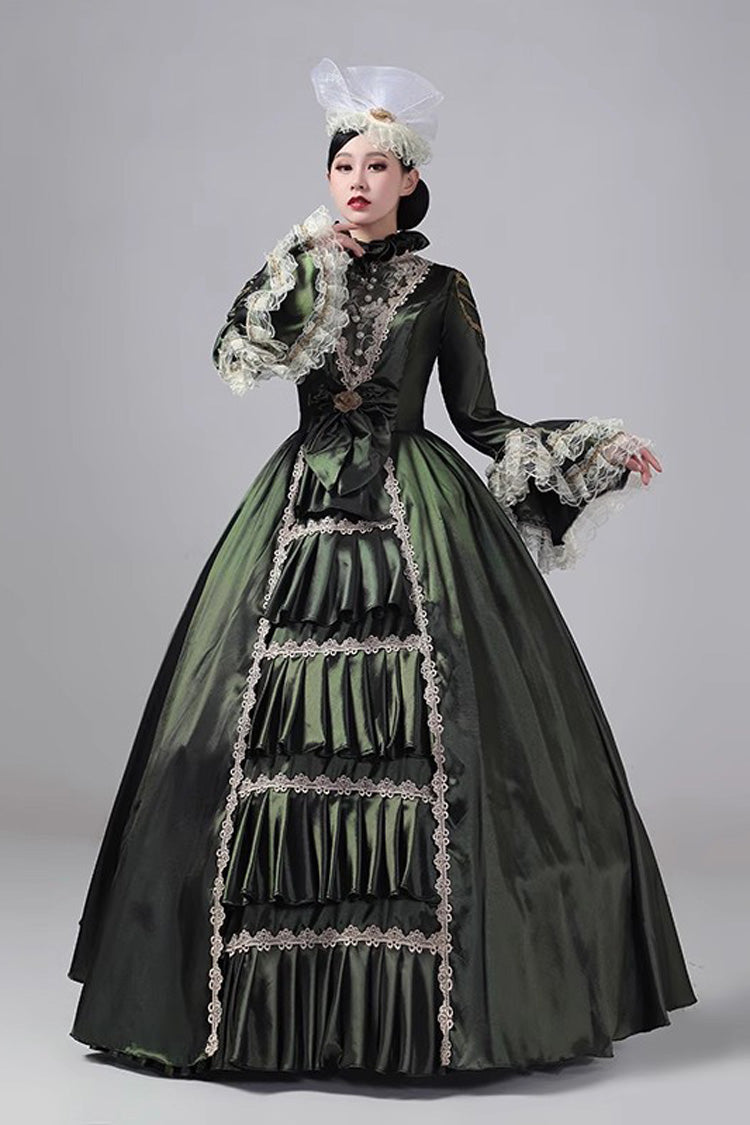 British Embroidered Medieval Victorian Gown - Vintage Court Style