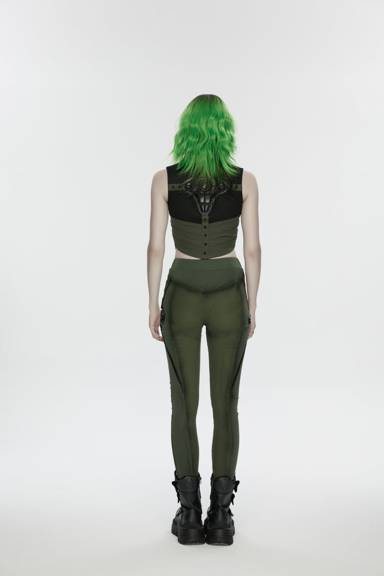 Armor-Accentuated Paneled Slim Punk Leggings