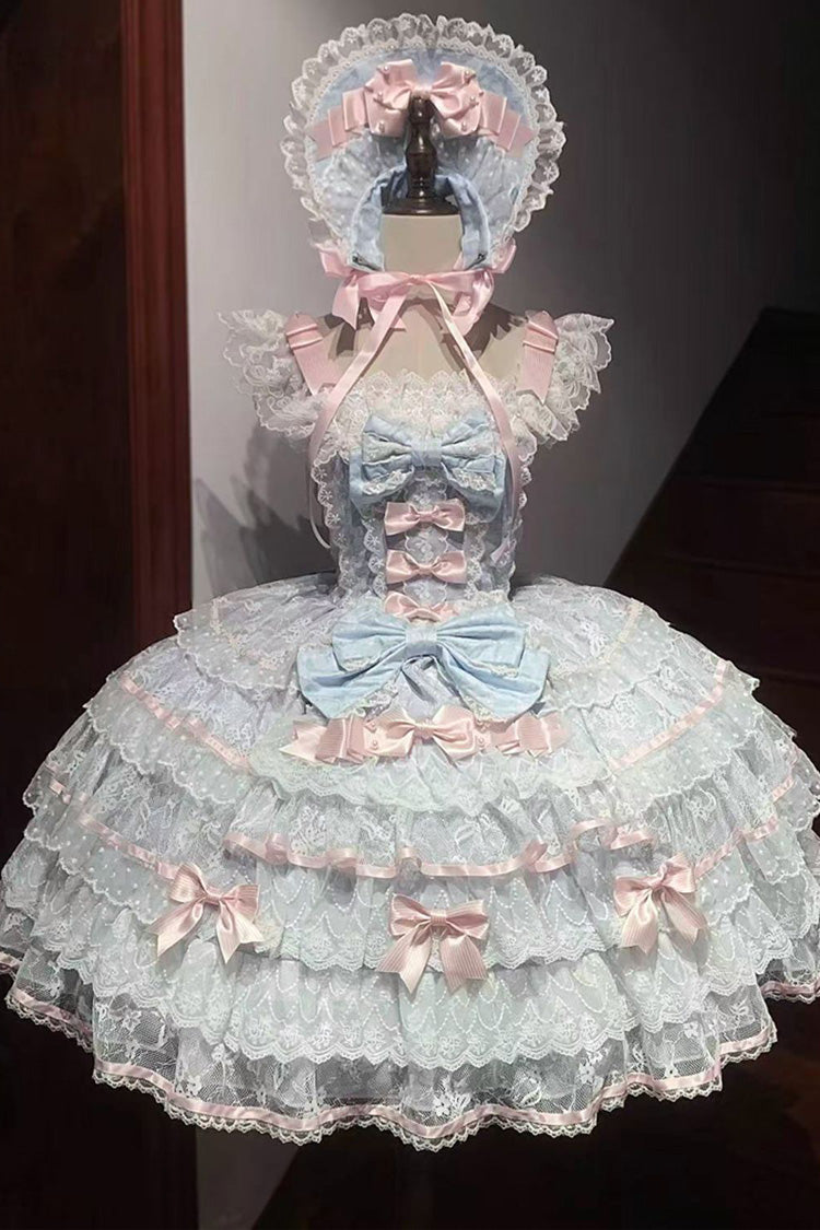 Blue Moon-Tide Butterfly Call Sleeveless Multi-Layered Ruffle Lace Sweet Lolita Jsk Dress