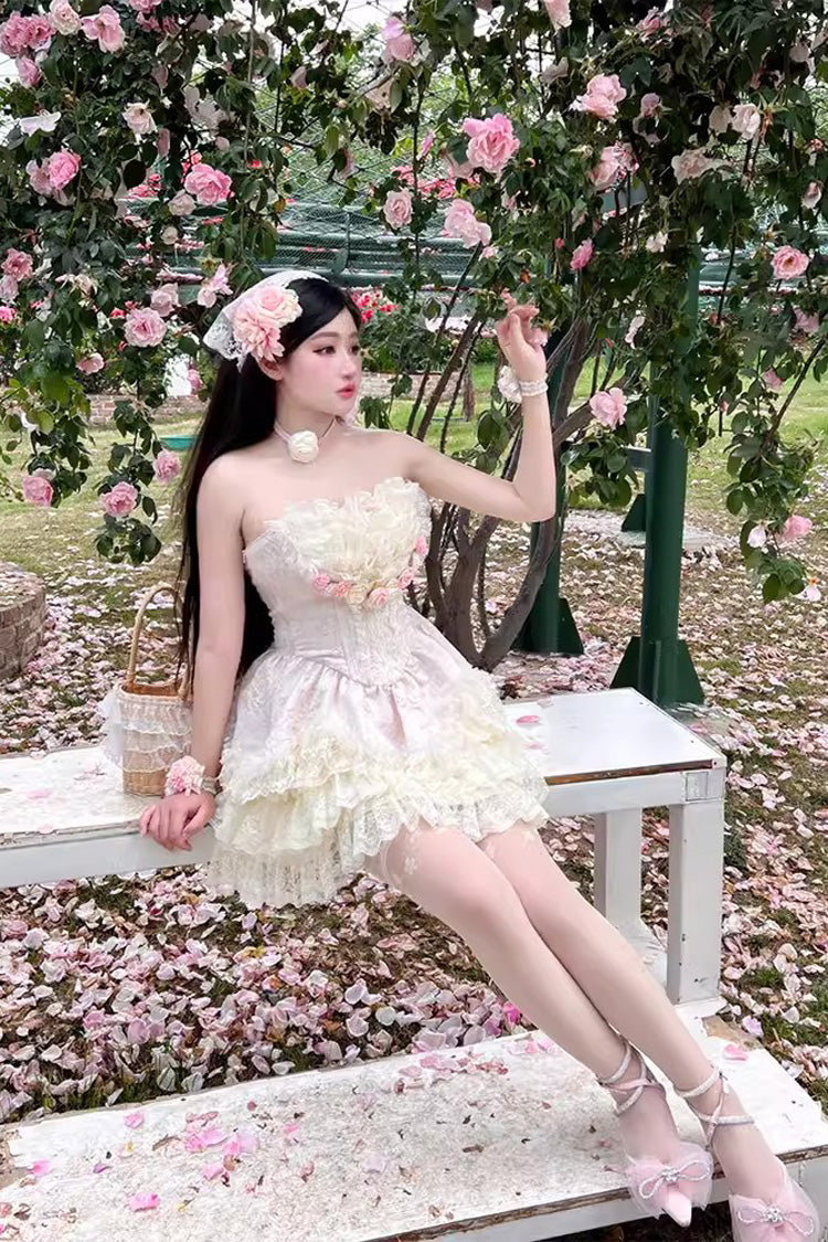 Rose Love Goddess Ruffle Lace Lolita Skirt Set
