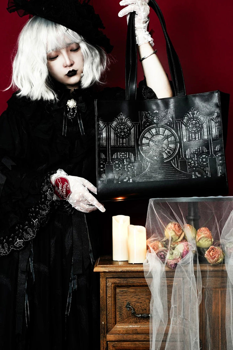 Printed Gothic Lolita Handbag in Black