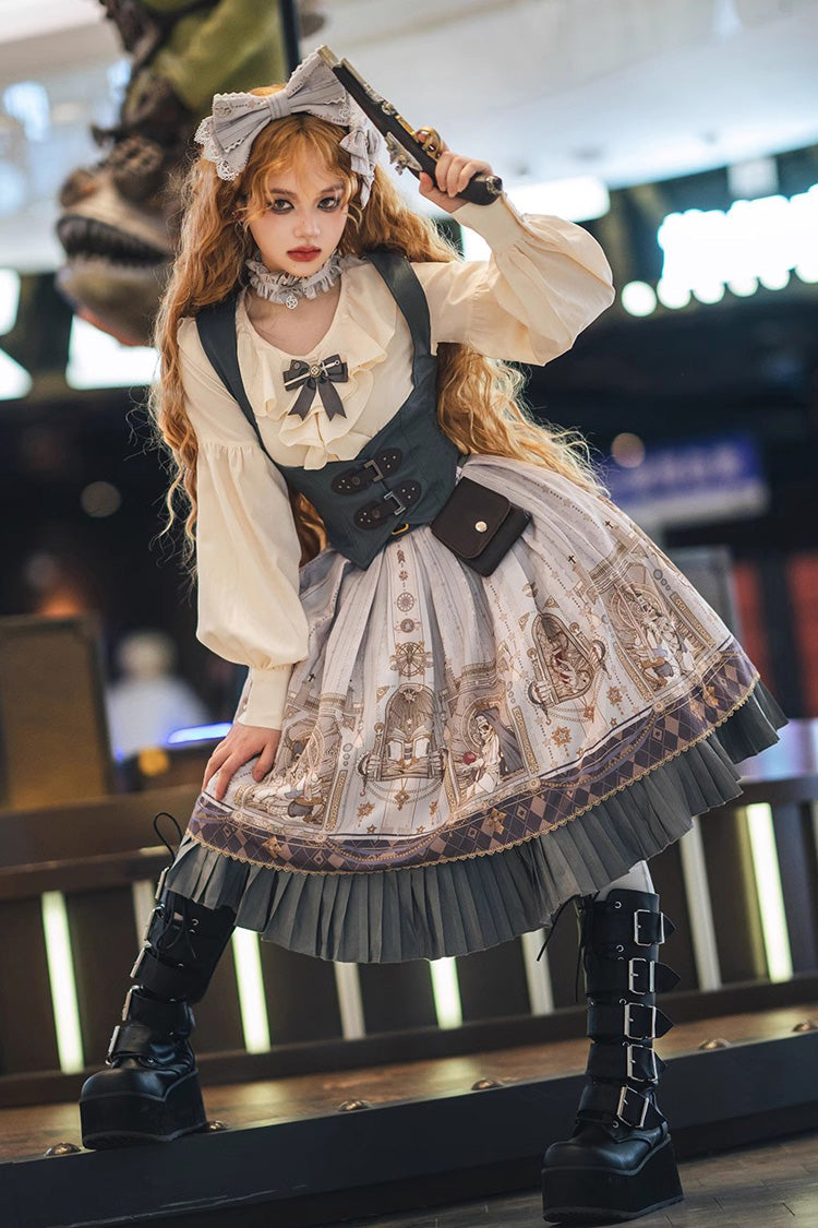 Punk Gothic Lolita Vest with Demon Hunting Print