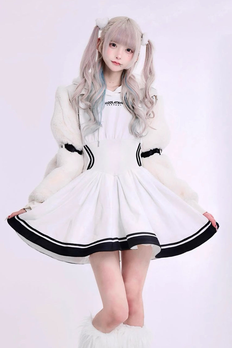 Punk Knit Midi Dress with Ribbon Accents - Jirai Kei