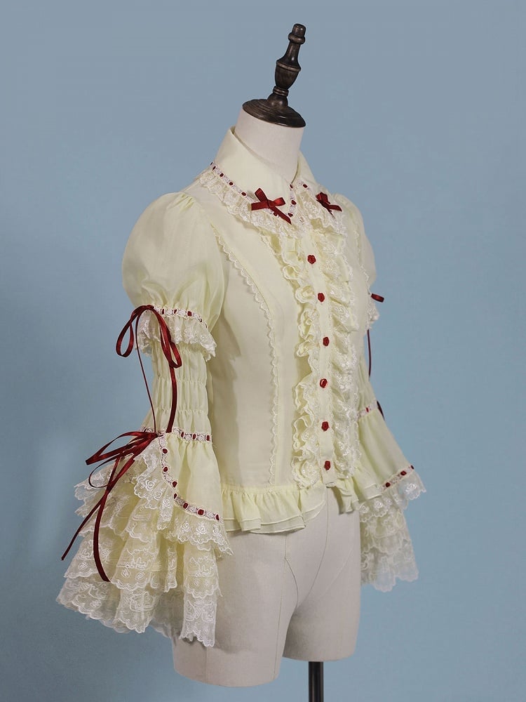 Puff Blouse Short Yellow Sleeves