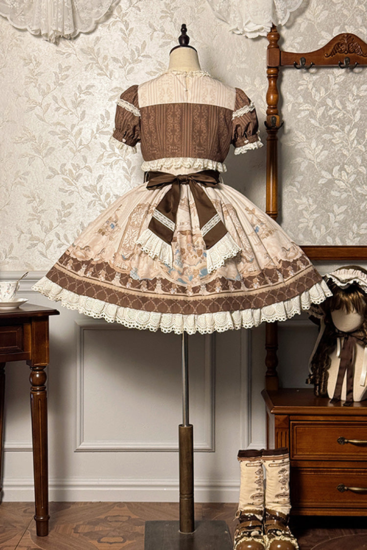 Fairy Tale Short-Sleeve Ruffle Bow Dress for Sweet Lolita - Two Tones