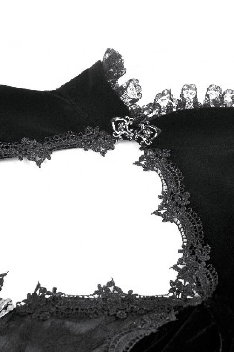 Jet-Black Gothic Coatlet with Layered Ruffles and High-Low Hem for Women