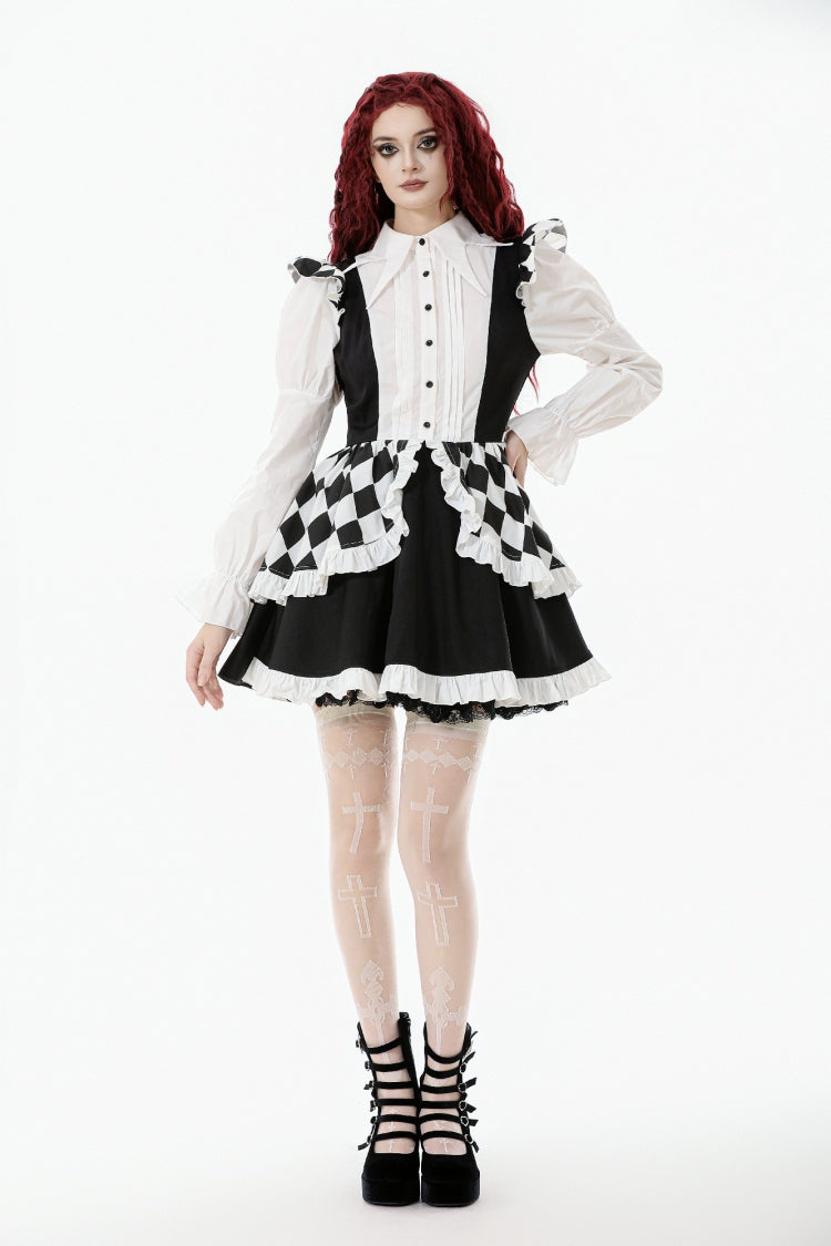Sharp Point Collar Long Puff Sleeves Gothic Dress