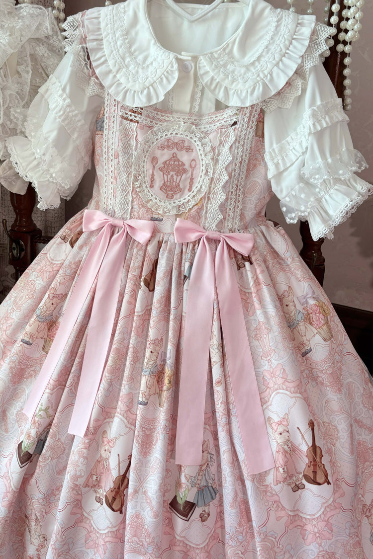 Sleeveless Printed Ruffled Embroidered Sweet Lolita JSK