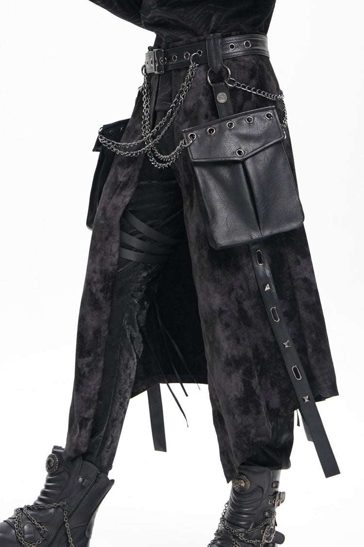 Men's Gothic Skirt with Rivet Buckle and Chain Detail