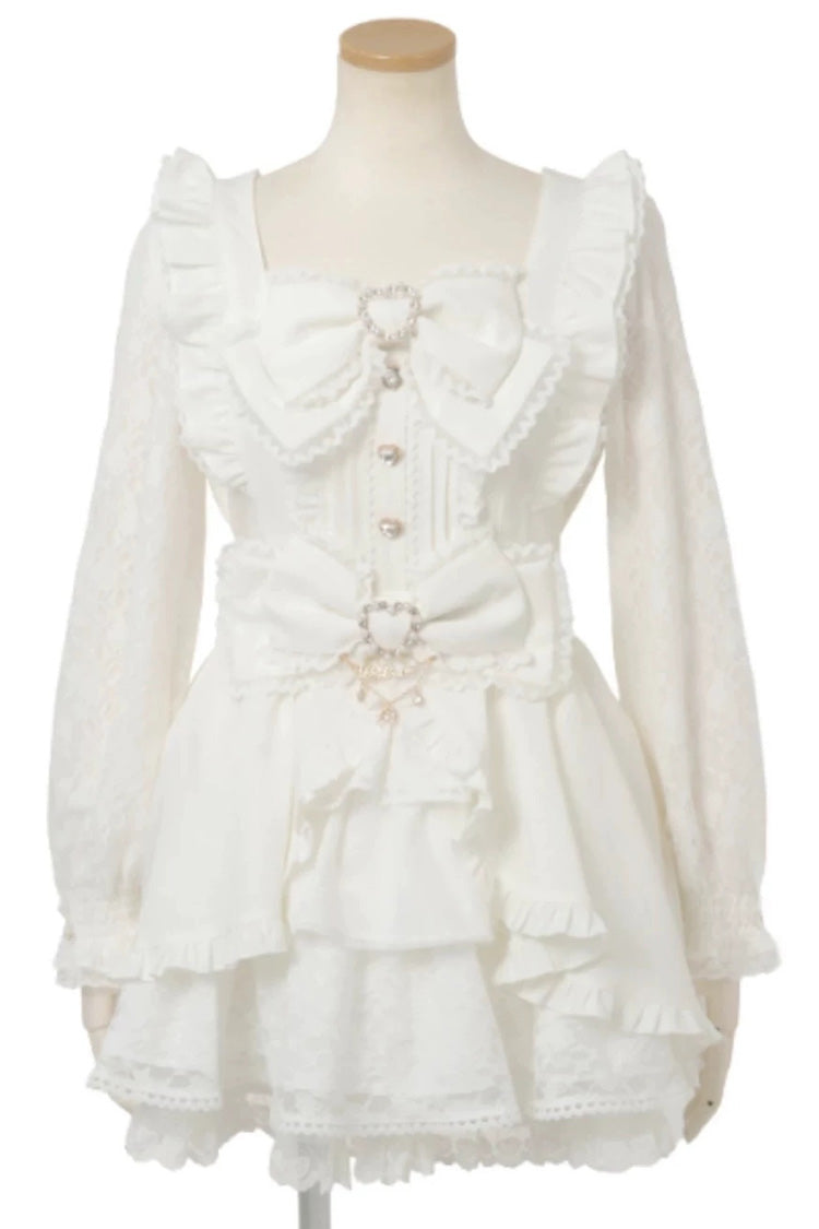 Gothic Square Collar Ruffled Bow Plus Size Japanese Lolita Dress Set
