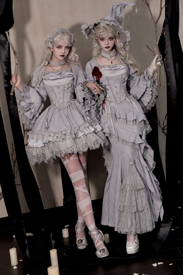 Witch Lolita Fishtail Skirt Set with Ruffle Lace