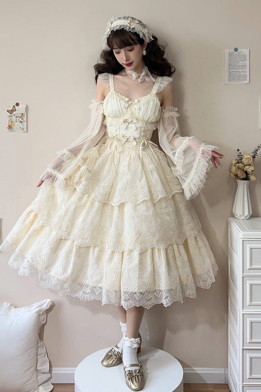 Ivory Triple-Layer Sweet Skirt with Bow - Tidal