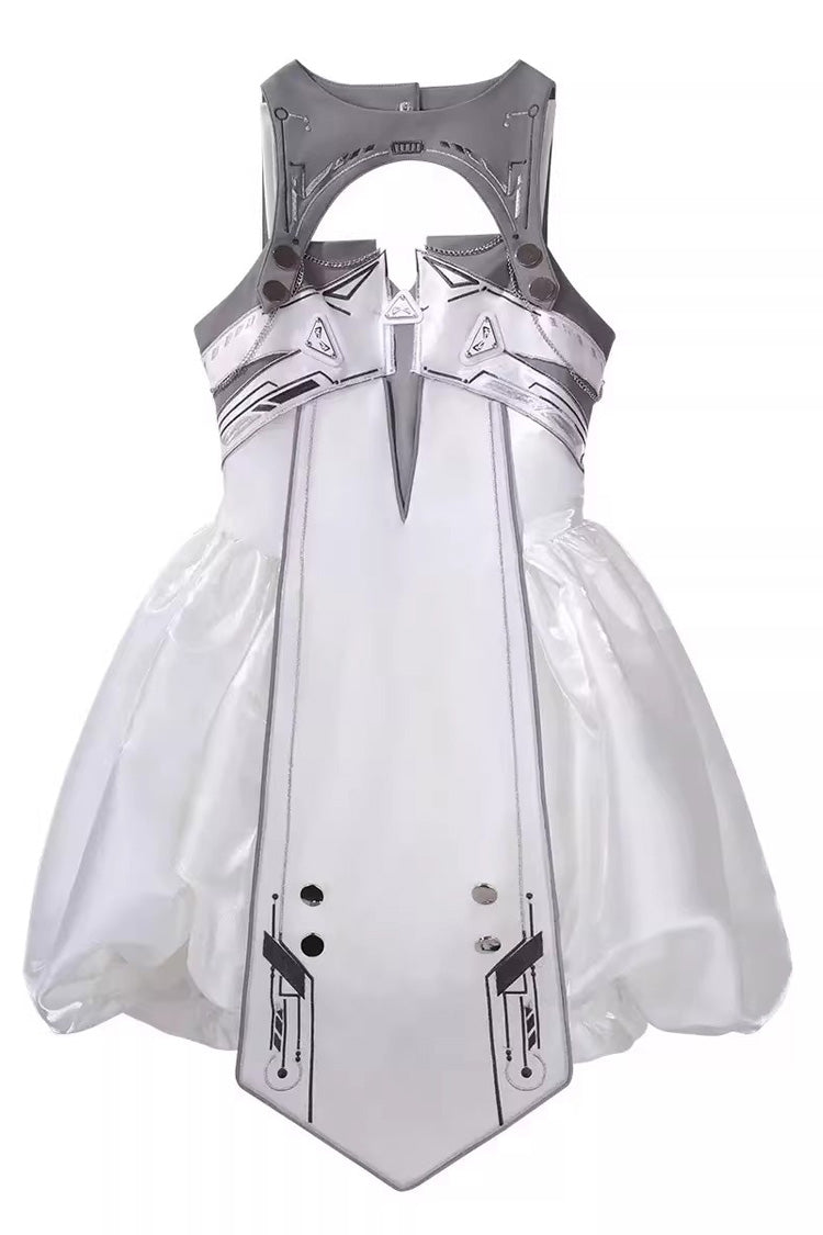 Ivory Printed Sci-Fi Techwear Punk JSK Dress Set - Tech Light Realm