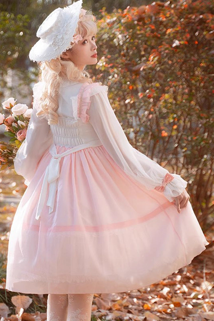 Ivory & Pink Ruffled Cardigan Bow Sweet Princess Plus Size Lolita JSK