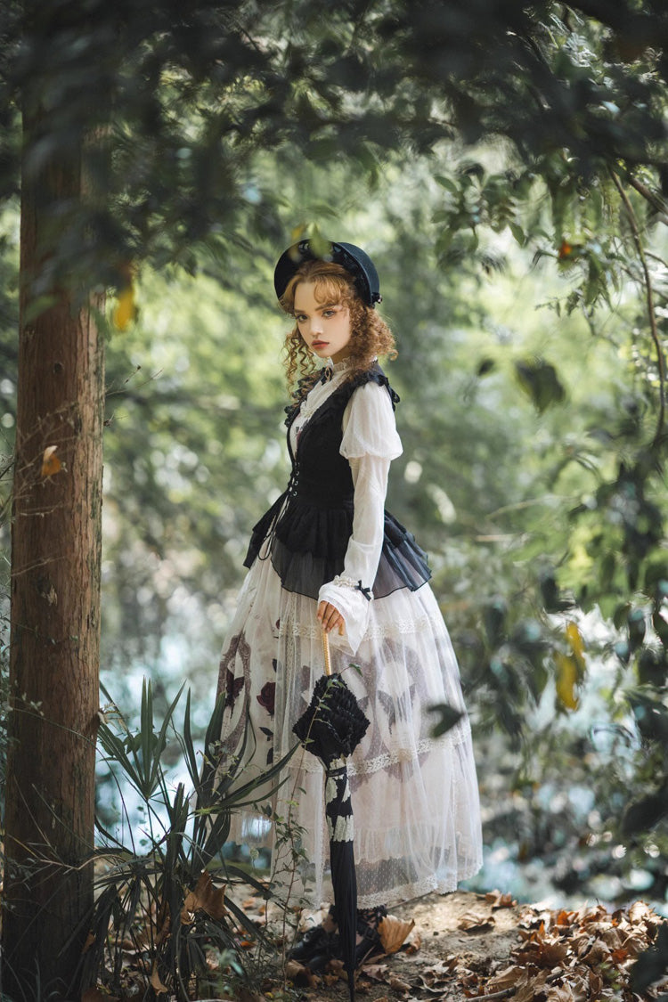 Multi-Color Printed Ruffled French Gothic Dress Set - Princess Classic