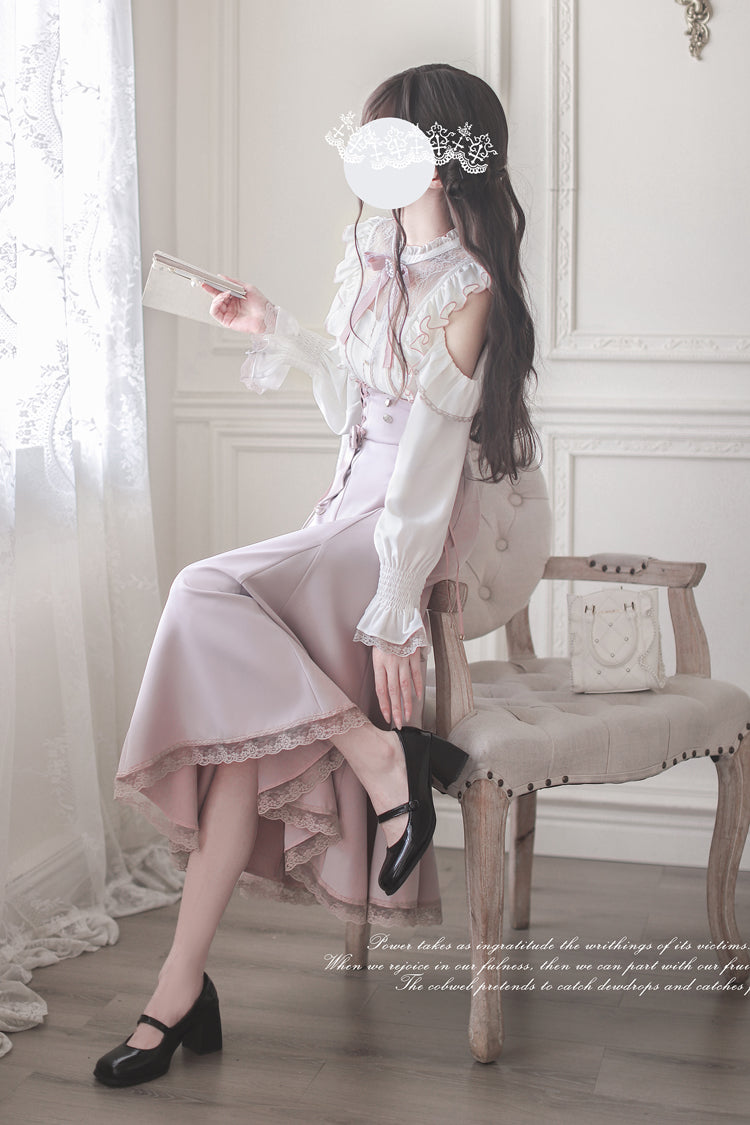 Pink Ruffle Slim Elegant Fishtail Skirt Dress - Sweet Lolita