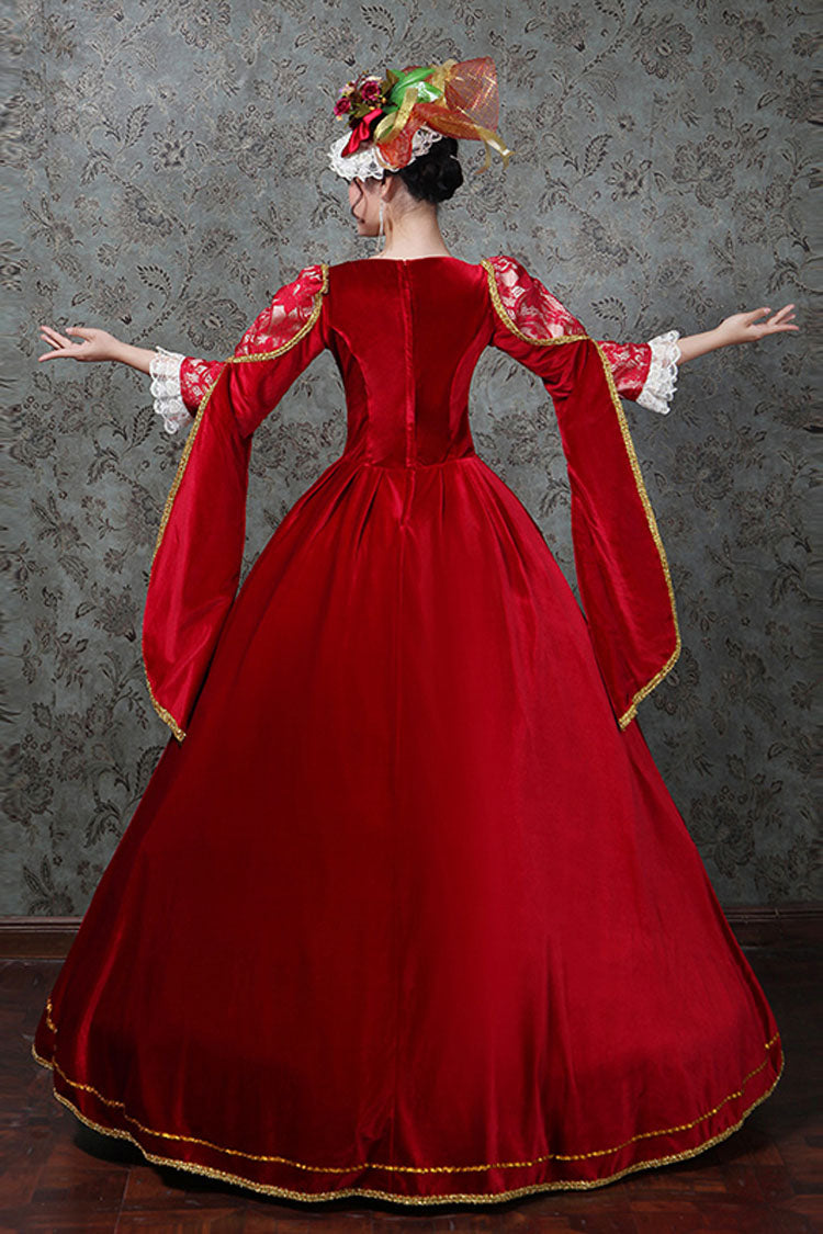 Scarlet Victorian Lolita Prom Dress with Hollow Floral Embroidery