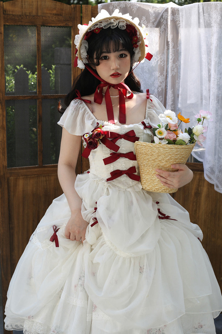 Plus Size Lolita Dress - Ruffle Bow, Short Sleeve, 2 Shades