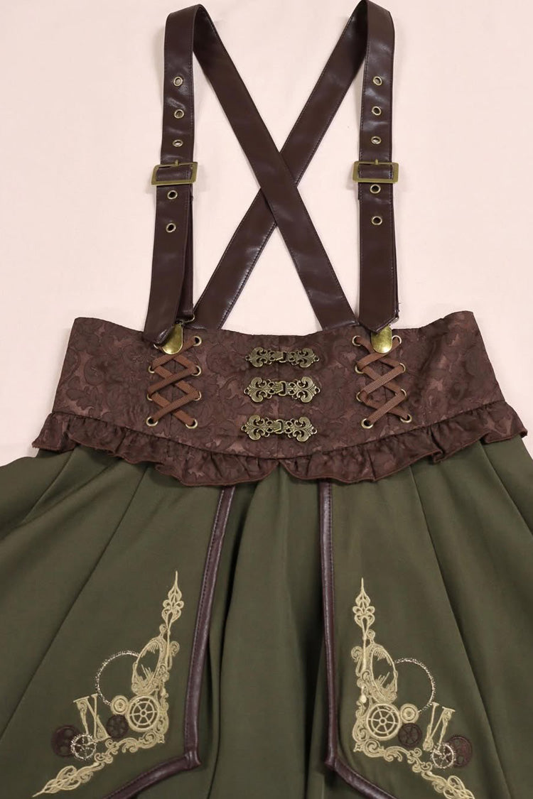 Ouji Punk Embroidered Cardigan Bow-Decorated Lolita Suspender Gown in Two Tones