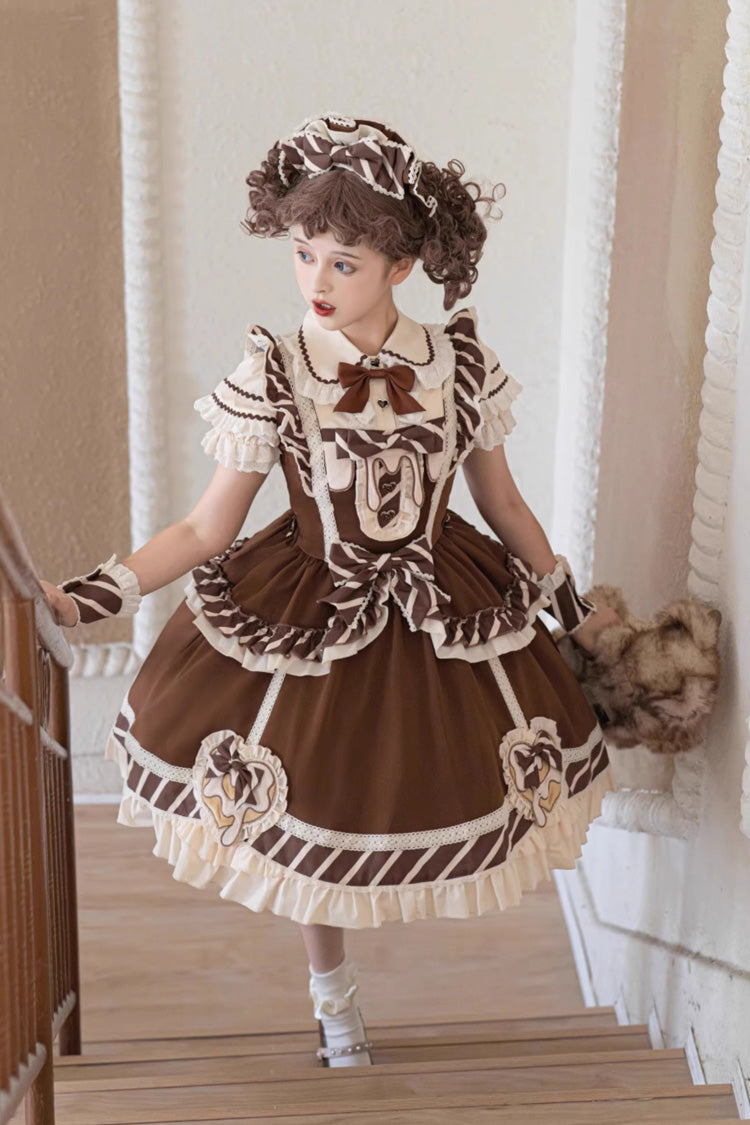 Cocoa Short Sleeve Printed Ruffle Bowknot Princess Lolita JSK Set