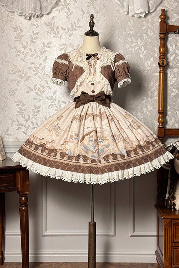 Fairy Tale Short-Sleeve Ruffle Bow Dress for Sweet Lolita - Two Tones
