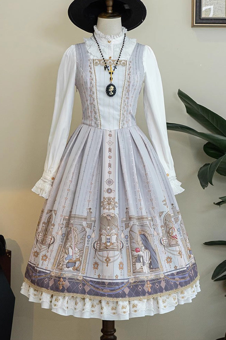 Sweet Lolita Jumper Dress with Ruffles & Demon Print