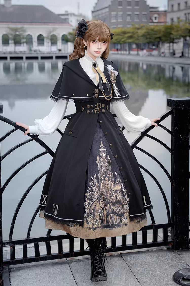 Charcoal Embroidered Long-Sleeve College Vintage 3-Piece - Dragon’s Aria