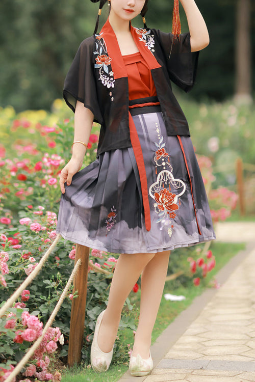 Sweet Song Dynasty Hanfu Three-Piece Set for Spring Summer