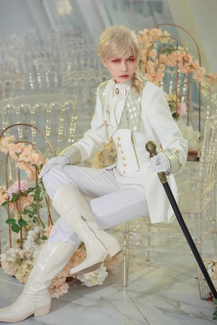 Ivory Vintage Ruffled High-Collar Prince Blouse with Long Sleeves - Eternal Rose Knight