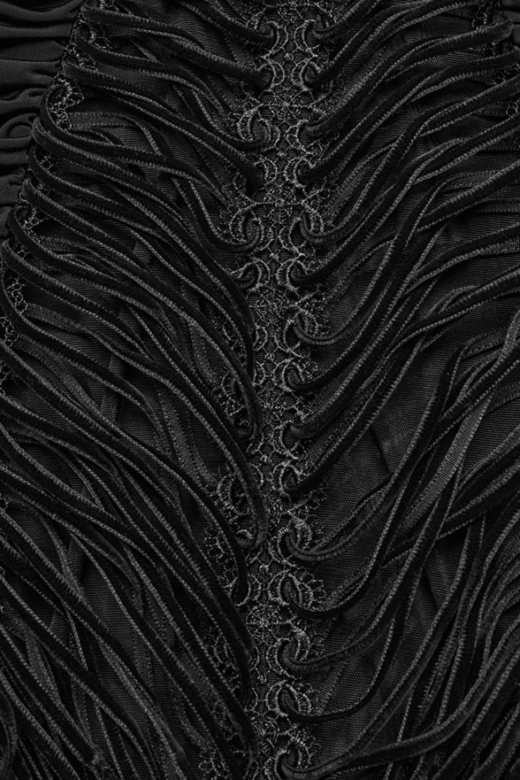 Sheer Wrapped Hip Gothic Skirt for Women with Lace Detail