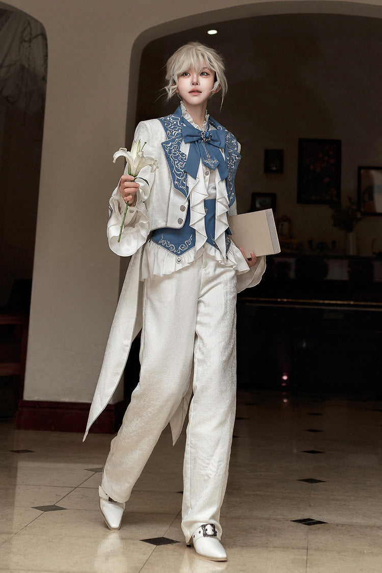 Ivory Moonlit Paladin Prince Ruffle Embroidery Bow Classic Ouji Set